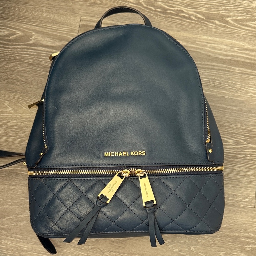 Michael Kors Navy Leather Backpack